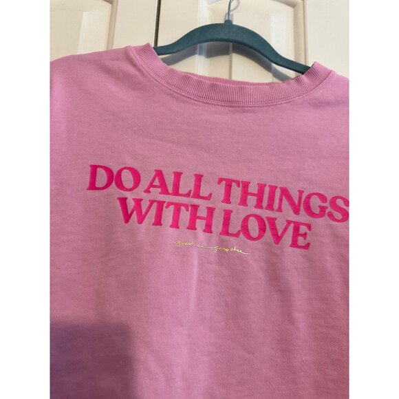Spiritual Gangster Pink "Do All Things With Love" Womens Cropped Sweatshirt Medi - Picture 3 of 6